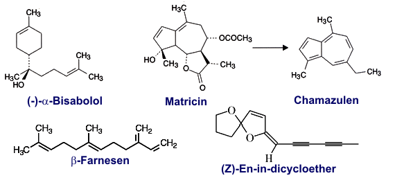 Bisabolol, Farnesen, Chamazulen, Matricin